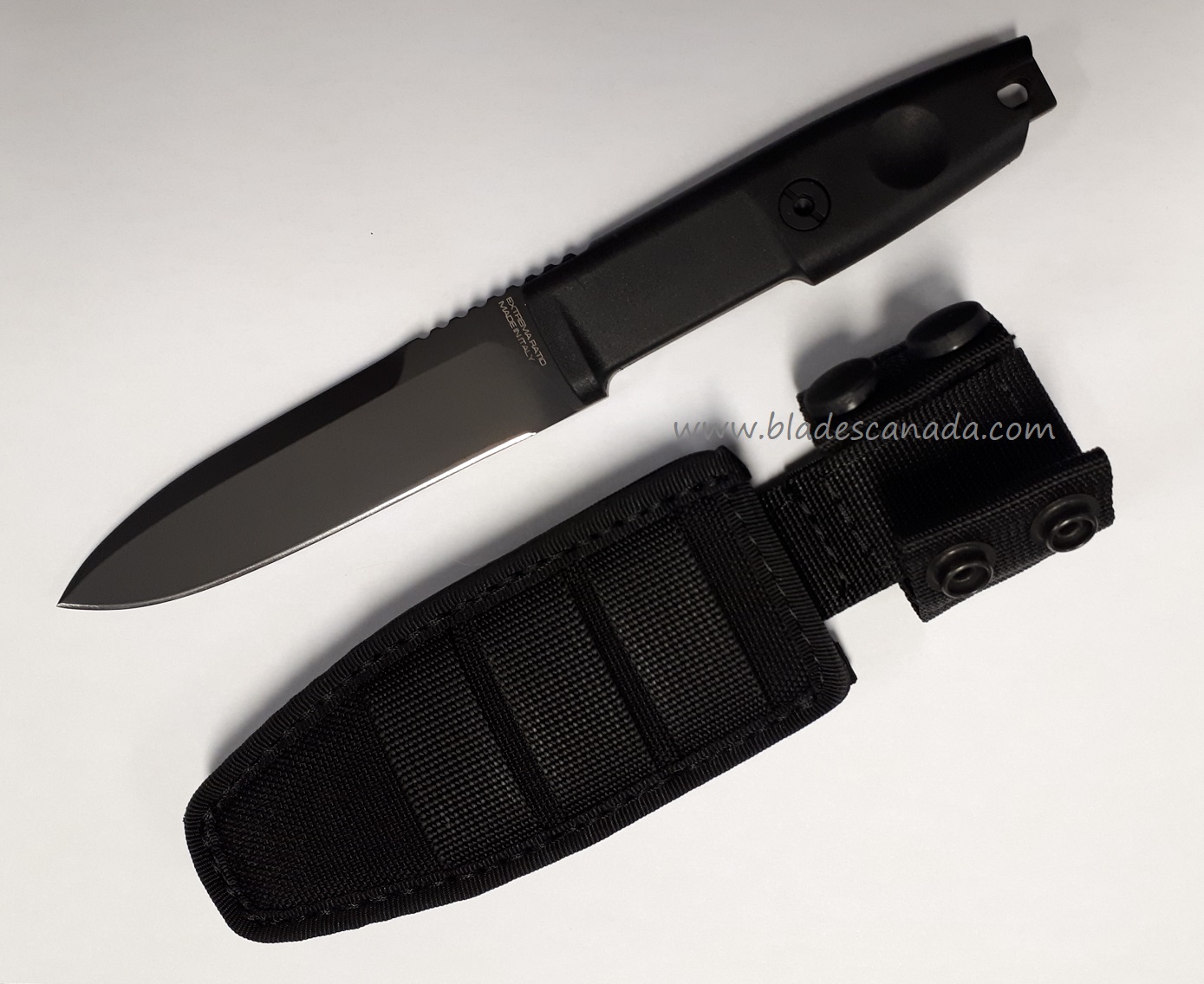 Extrema Ratio SCOUT 2 Backup Fixed Blade Knife, N690 Black, Nylon Sheath